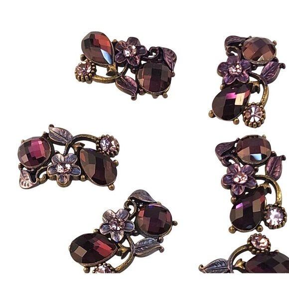 Faceted Crystal Floral Leaf Top Embellishment Slider Beads Bronze Rectangle Flow - Picture 5 of 5